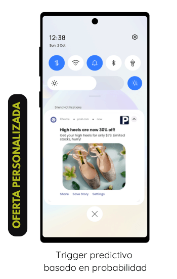 Celular mostrando oferta personalizada en tiempo real por Insider One con Carbono.