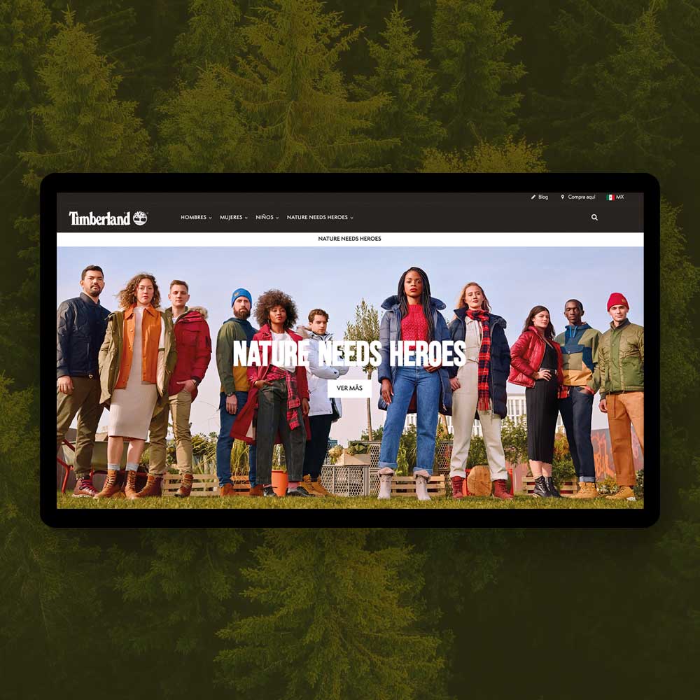 Homepage sitio-web Timberland México desarrollo de Carbono agencia.