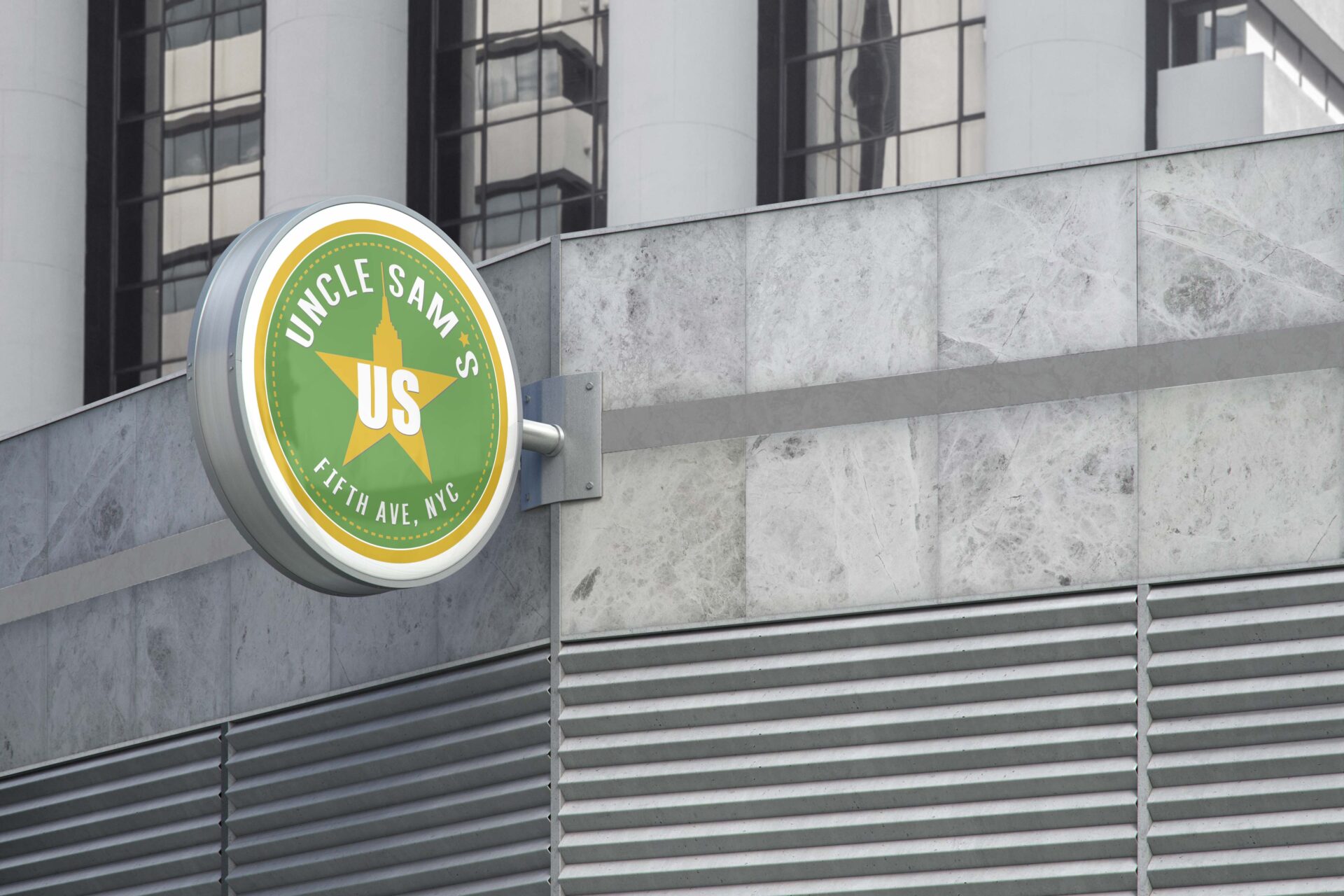Carbono Agencia de branding para Uncle Sam's New York 5th Ave con cartel luminoso.